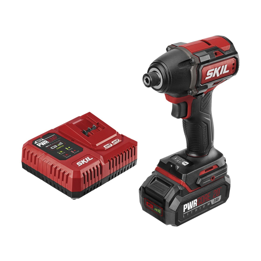 SKIL ID573902 Impact Driver Kit, Battery Included, 20 V, 2 Ah, 1/4 in Drive, Hex Drive, 0 to 3400 ipm