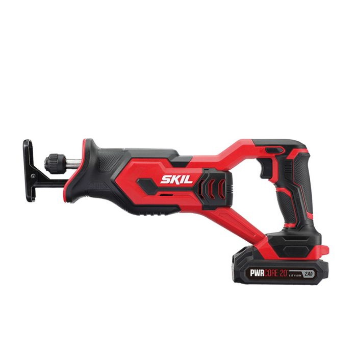 SKIL RS582902 Compact Reciprocating Saw Kit, Battery Included, 20 V, 2 Ah, 3/4 to 4-3/4 in Cutting Capacity