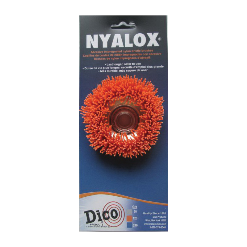 Nyalox 7200006 Cup Brush, 3 in Dia, 5/8-11 Arbor/Shank, Female Threaded Bristle, Nylon Bristle