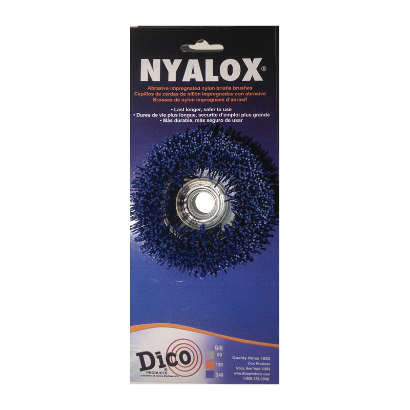 Nyalox 7200009 Cup Brush, 3 in Dia, 5/8-11 Arbor/Shank, Female Threaded Bristle, Nylon Bristle