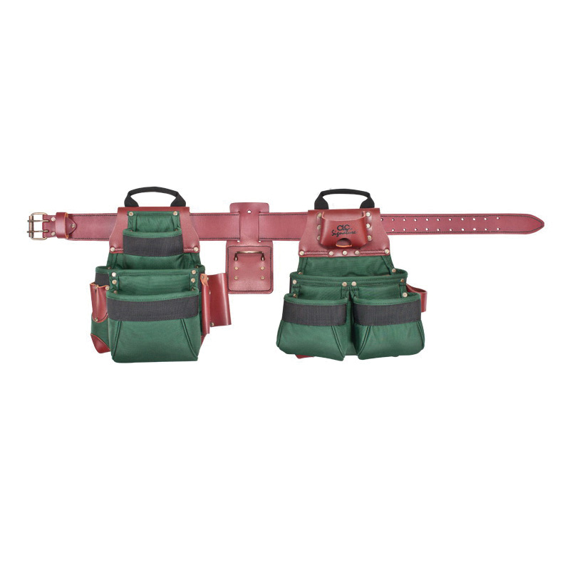 Signature Elite Series 54531 Tool Belt Combo System, 29 to 42 in Waist, 58 in L, Nylon, Green, 17-Pocket