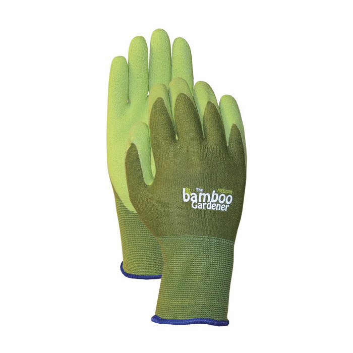 Bellingham Bamboo Gardener C5301-S Palm-Dipped Gloves, S, Knit Wrist Cuff, Rubber Glove - 1