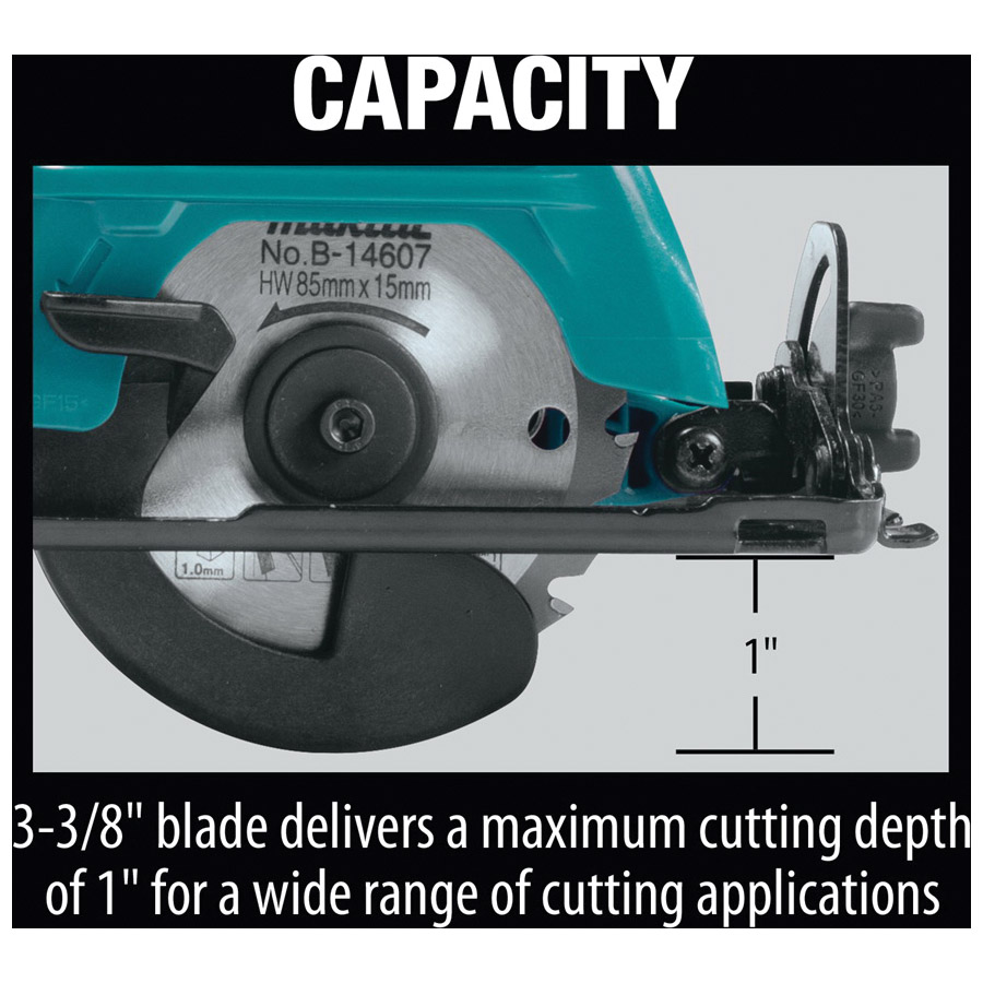 Makita SH02Z Circular Saw, Tool Only, 12 V, 2 Ah, 3-3/8 in Dia Blade, 5/8, 1 in Cutting Capacity
