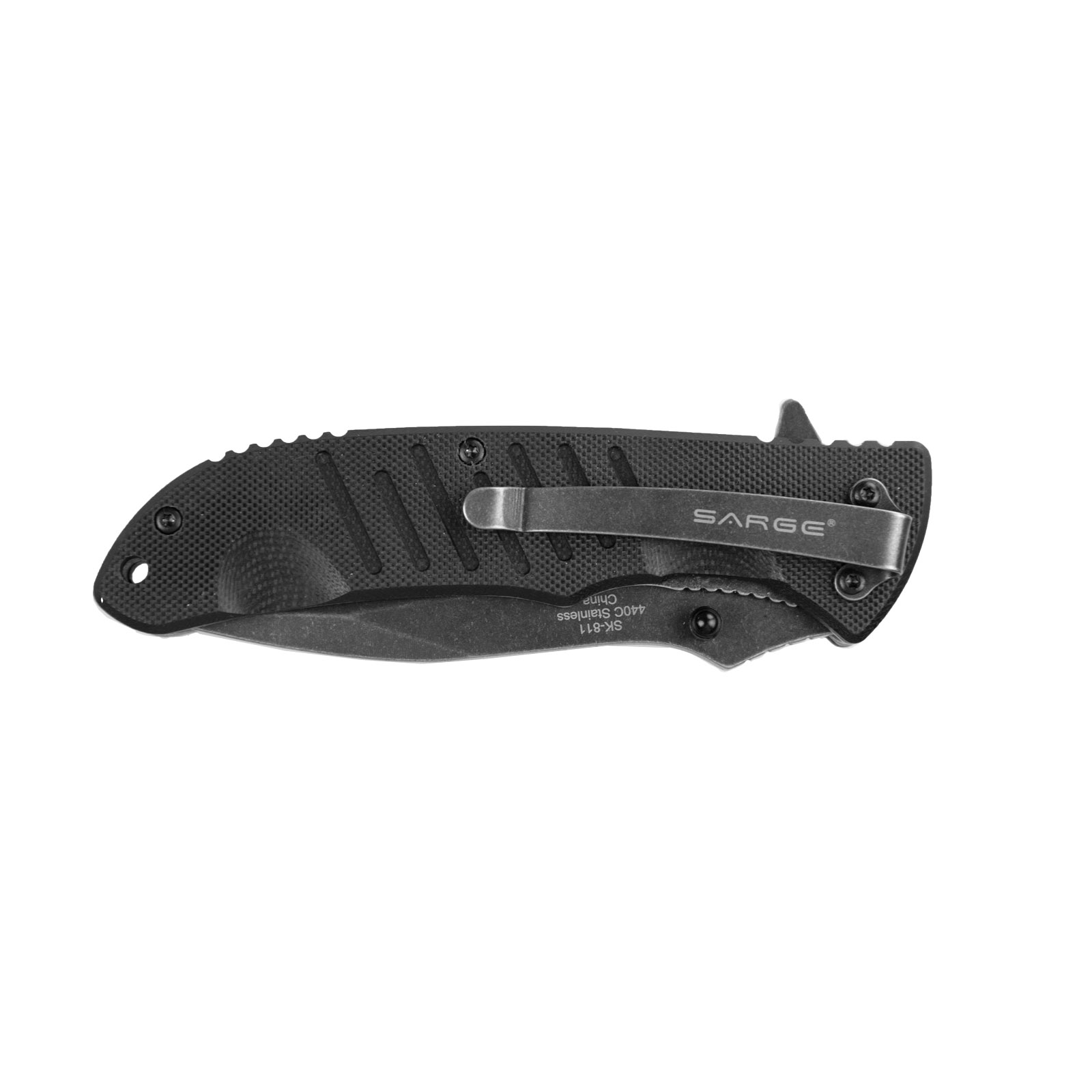 Sarge Knives, Tactical Folding Knife, 3-1/2 in L. Stainless Steel Blade, Foxtrot Black Handle - 4