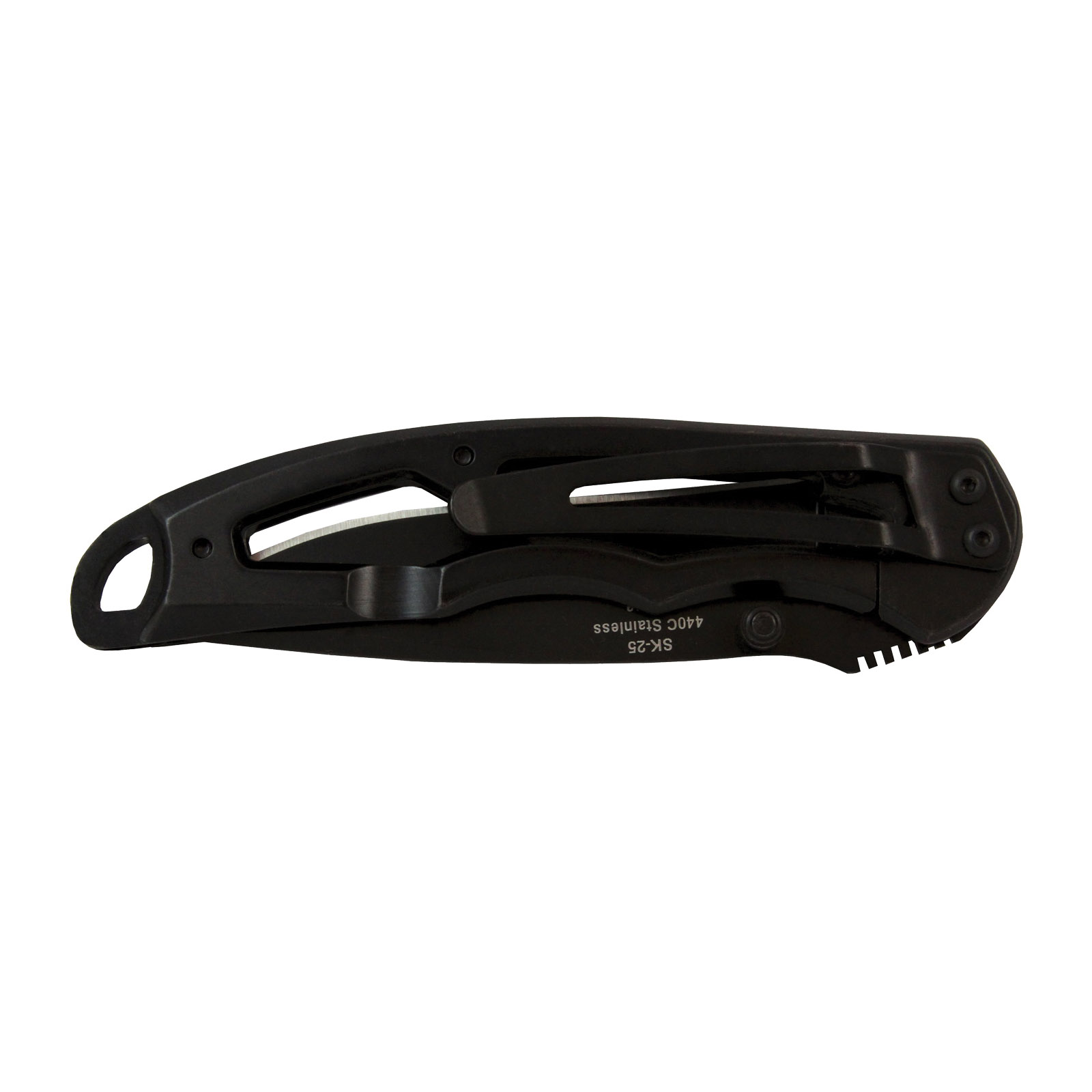 Sarge Knives, Folding Knife, 3 in L. Stainless Steel Blade, Skeleton Black Handle - 2