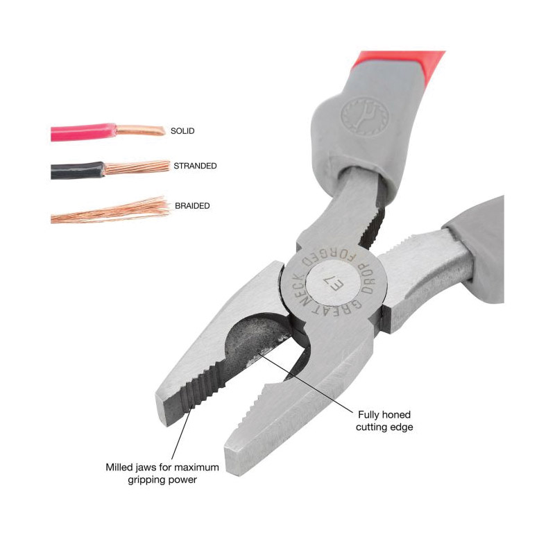 Lineman's Plier, Greatneck, 7 in, Grip Handle - 3