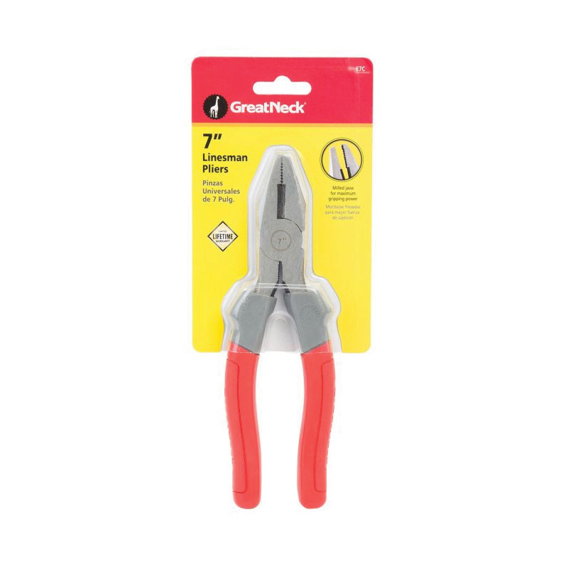 Lineman's Plier, Greatneck, 7 in, Grip Handle - 5