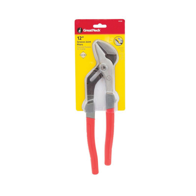 GreatNeck W120C Groove Joint Plier, 12 in OAL, 3-1/4 in Jaw Opening, Blue/Red Handle, Comfort-Grip, Ergonomic Handle - 3