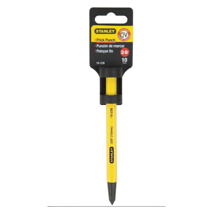 Prick Punch, Stanley, Chrome Vanadium Steel, Shank 3/8 in Dia, 3/8 in Tip, 5-1/2 in L - 3