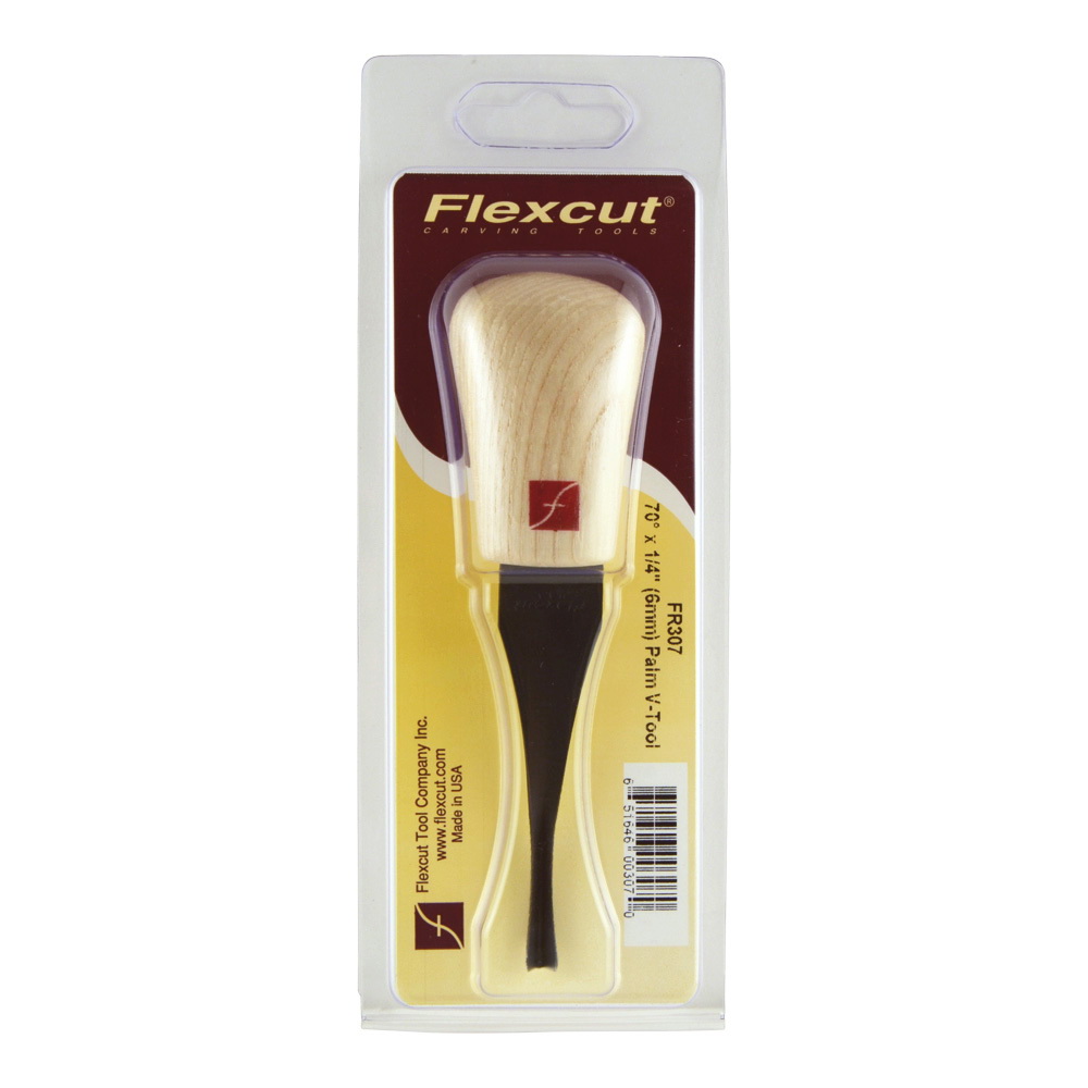 Flexcut, 1/4 in Palm Tool, 5 in OAL, Ash Wood Handle, Ergonomic Handle - 3