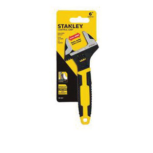 Adjustable Wrench, Stanley, 7 in OAL, 1 in Jaw, Steel, Chrome, Soft Grip Handle - 3
