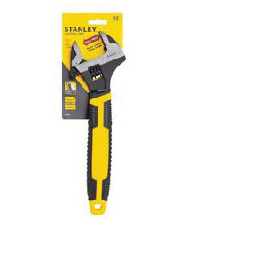 Adjustable Wrench, Stanley, 12 in OAL, 1-9/16 in Jaw, Steel, Chrome, Slip-Resistant Grip Handle - 2
