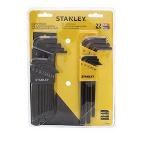 Hex Key Set, Stanley, 22-Piece, Steel, Black Oxide, Specifications: SAE Measuring System - 2