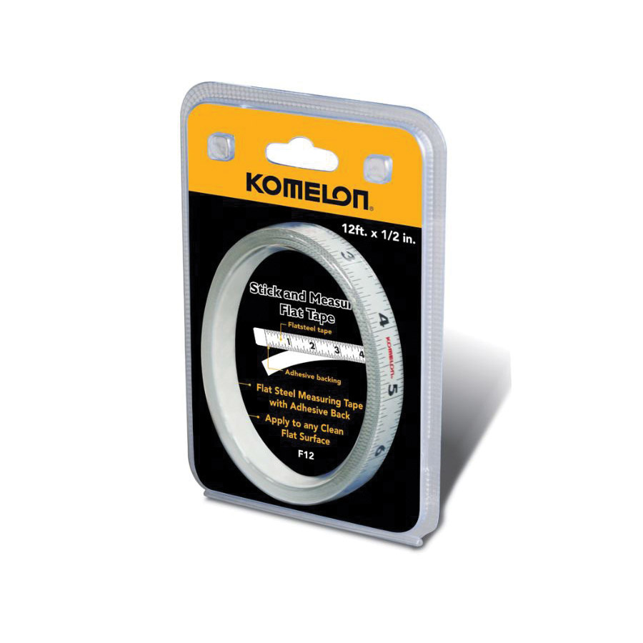 Measuring Tape, Komelon, 12 ft L, 1/2 in W, Steel Blade - 2