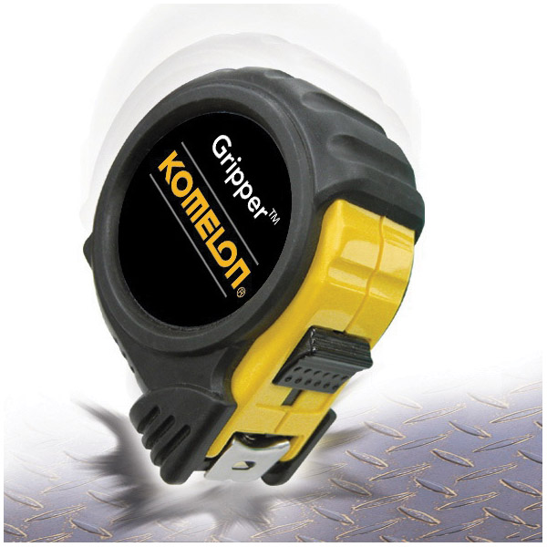 Gripper Series Tape Measure, Komelon, 30 ft L, 1 in W, Steel Blade, ABS/Rubber Case, Black Case - 2