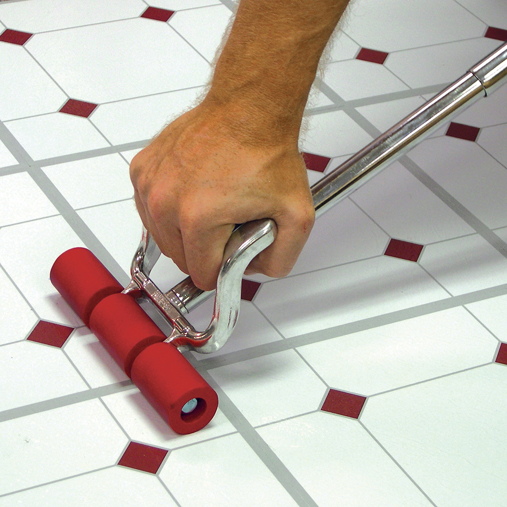 Extendible Floor Roller, Roberts, 3 in Dia Roller, 7-3/8 in W Roller, Steel Roller, Twist-Lock Handle - 3