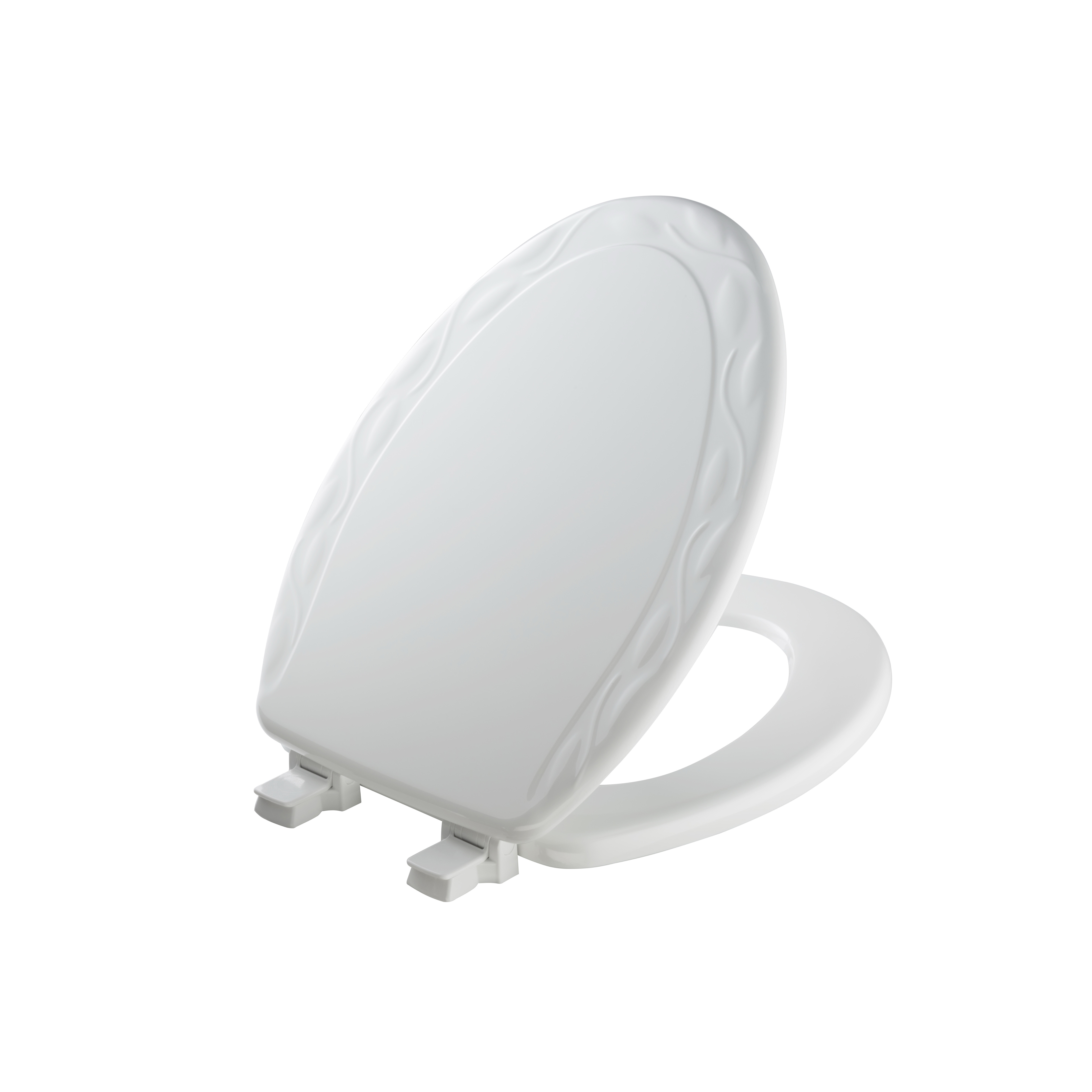 134EC 000 Toilet Seat, Elongated, Wood, White, Easy Clean and Change Hinge