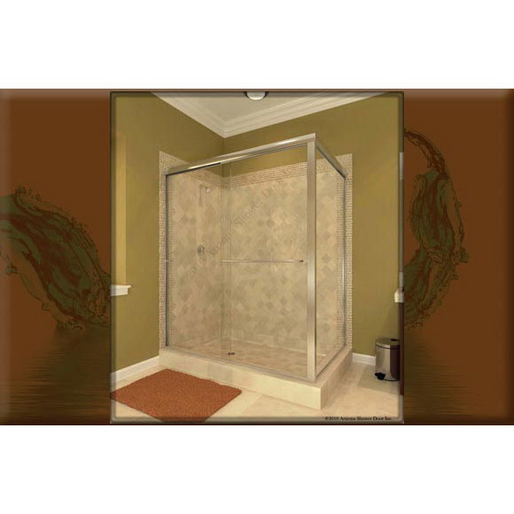Shower Enclosure, Arizona Shower Door, Clear Glass, Brushed Nickel Frame - 1