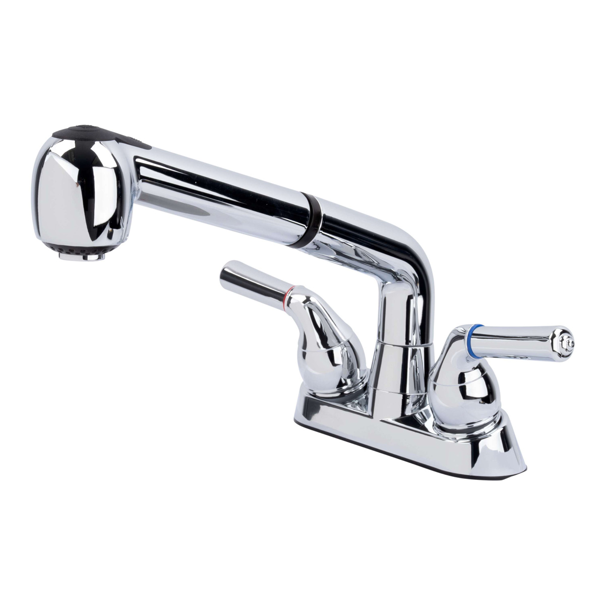 LDR 012 52445CP Laundry Faucet, 2.2 gpm, 2-Handle, Plastic, Chrome Plated, Lever Handle, Pull-Out Spout
