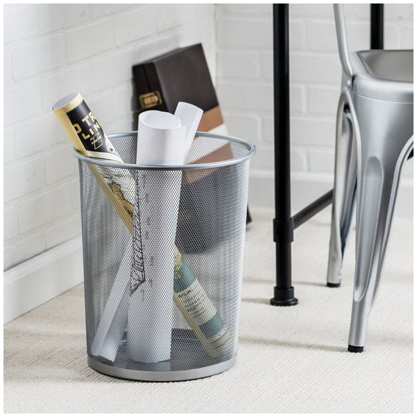 Honey-Can-Do TRS-02101 Waste Basket, 18 L Capacity, Metal, Silver, 14 in H