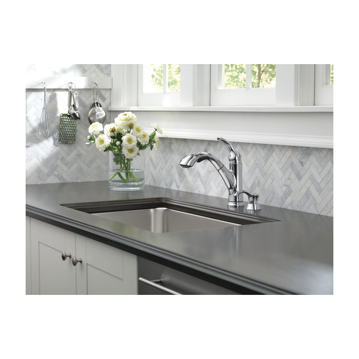 Kessler Kitchen Faucet, Delta, Pull Out, 1-Handle, Chrome, Includes Soap Dispenser - 2