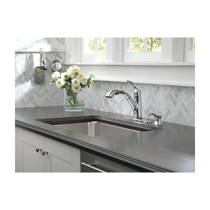 Kessler Kitchen Faucet, Delta, Pull Out, 1-Handle, Chrome, Includes Soap Dispenser - 3