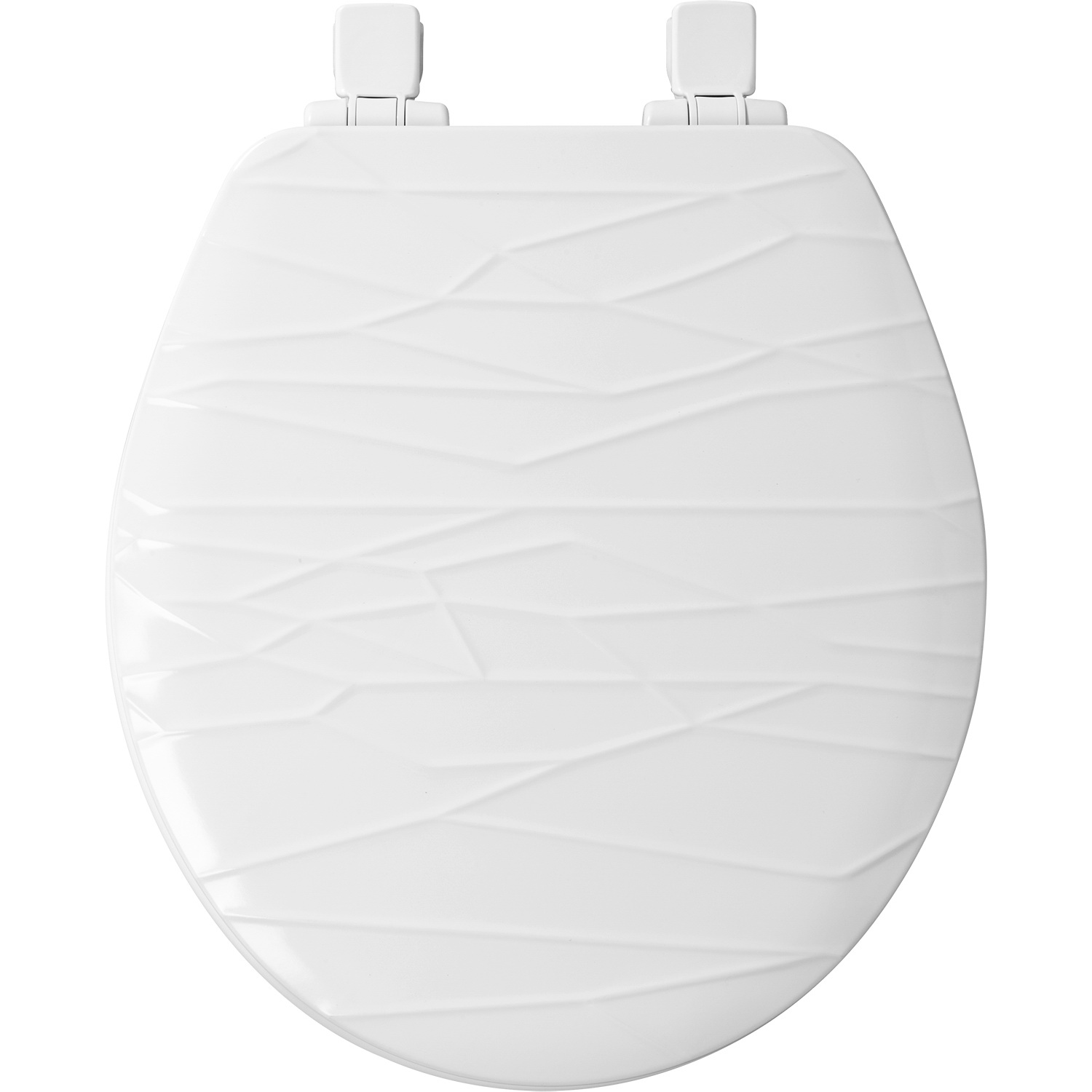 Mayfair 37SLOW 000 Toilet Seat, Round, Wood, White, Easy Clean and Change Hinge