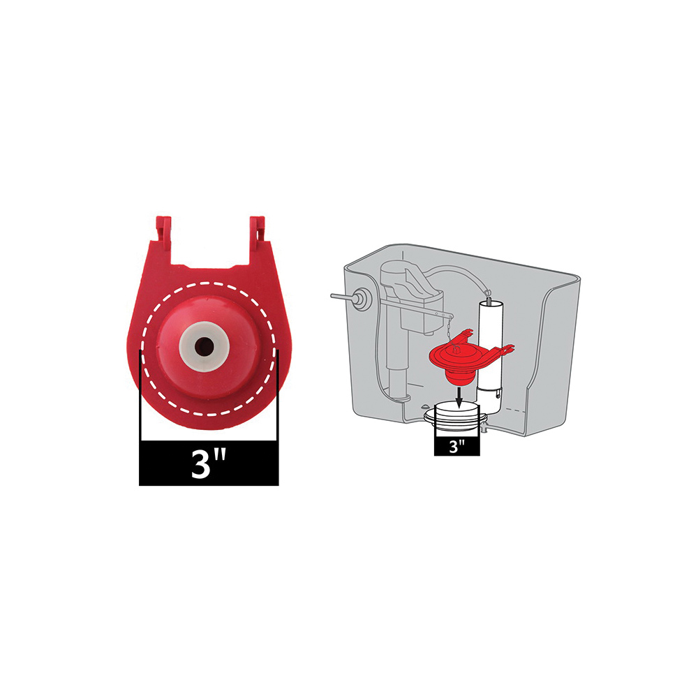 Toilet Flapper, Korky, Specifications: 3 in Size, Rubber, Red - 2