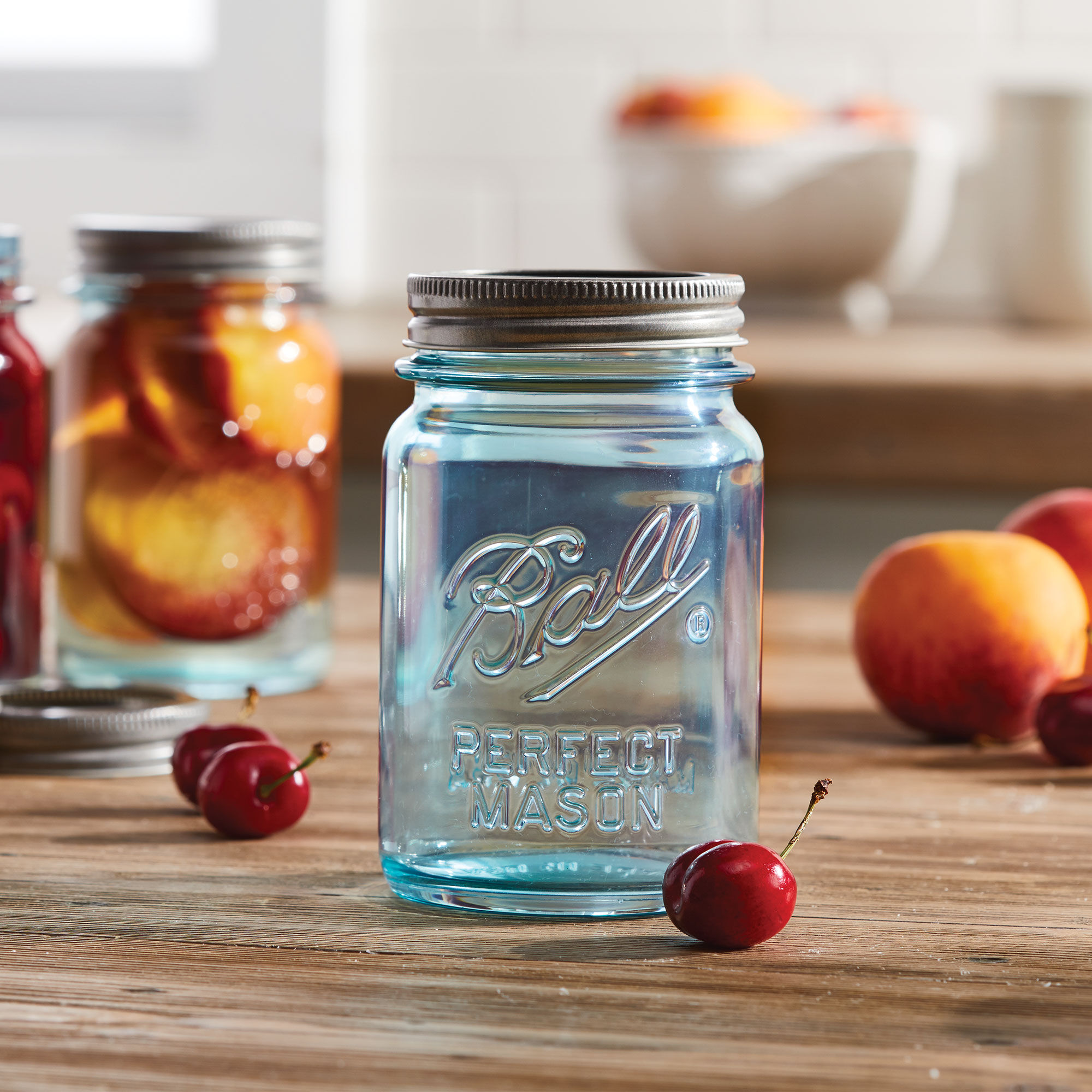 Ball 1440069054 Mason Jar, 16 oz Capacity, Glass, Silver Cap/Lid - 2