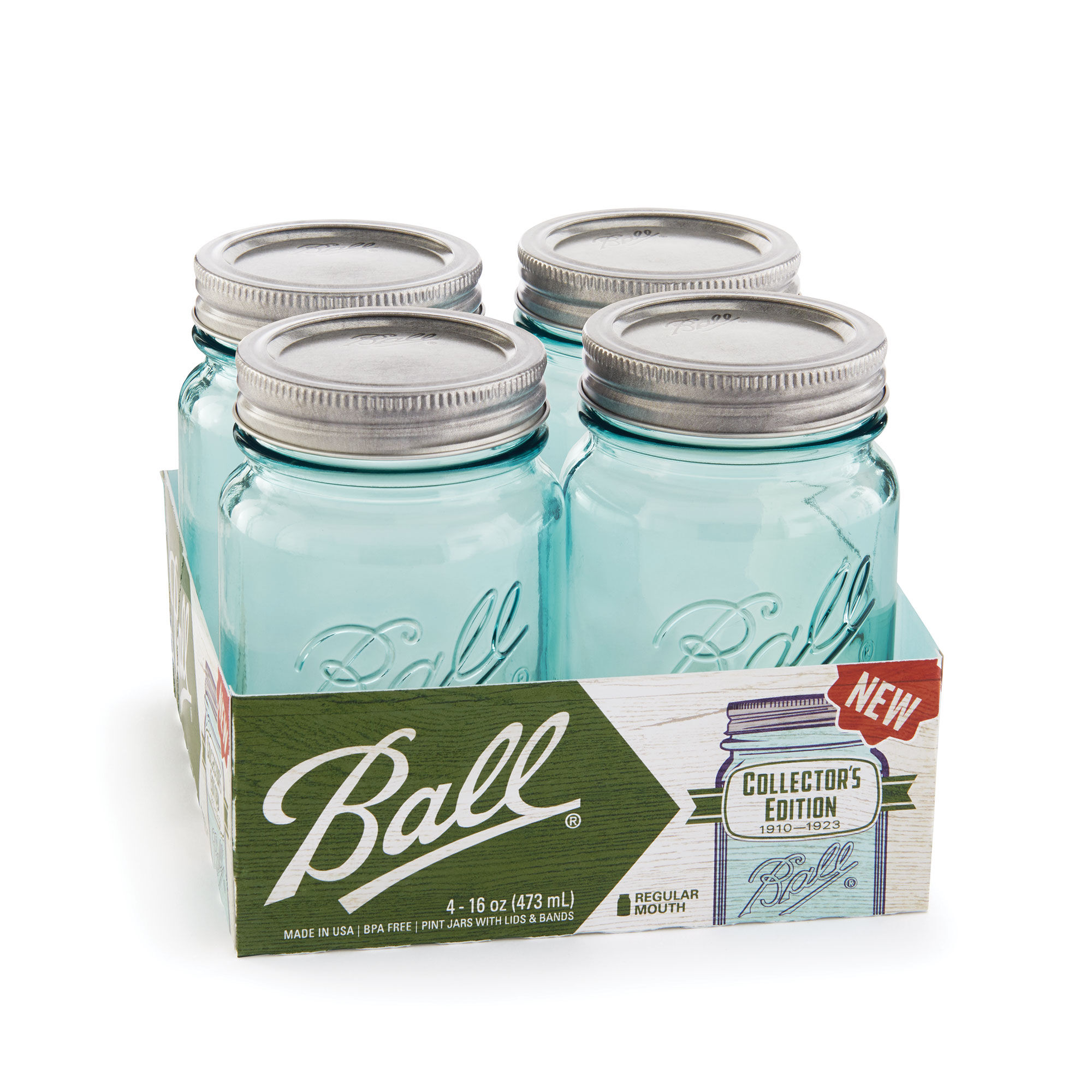 Ball 1440069054 Mason Jar, 16 oz Capacity, Glass, Silver Cap/Lid - 3