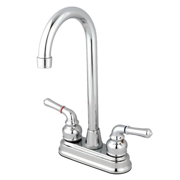 Kingston Brass Magellan KB491 Series Centerset Bar Faucet, High Arc Spout, Polished Chrome, 1-1/16 in Plate Size, Brass