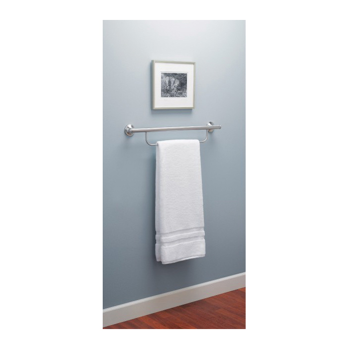 Home Care Grab Bar with Towel Bar, Moen, 24 in L, Brushed Nickel - 2
