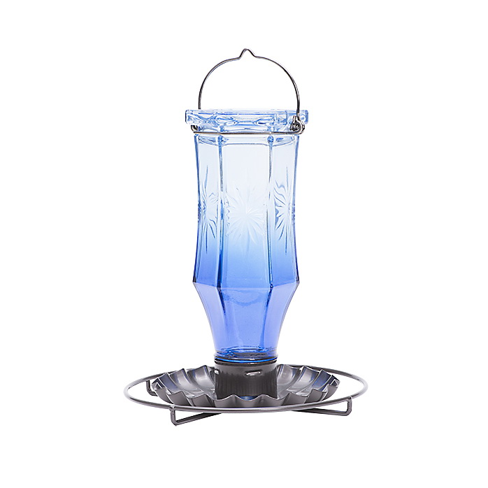 8138-2 Bird Feeder, 0.56 lb, Seed, Glass/Metal, Sapphire Blue, 9.1 in H, Hanging Mounting