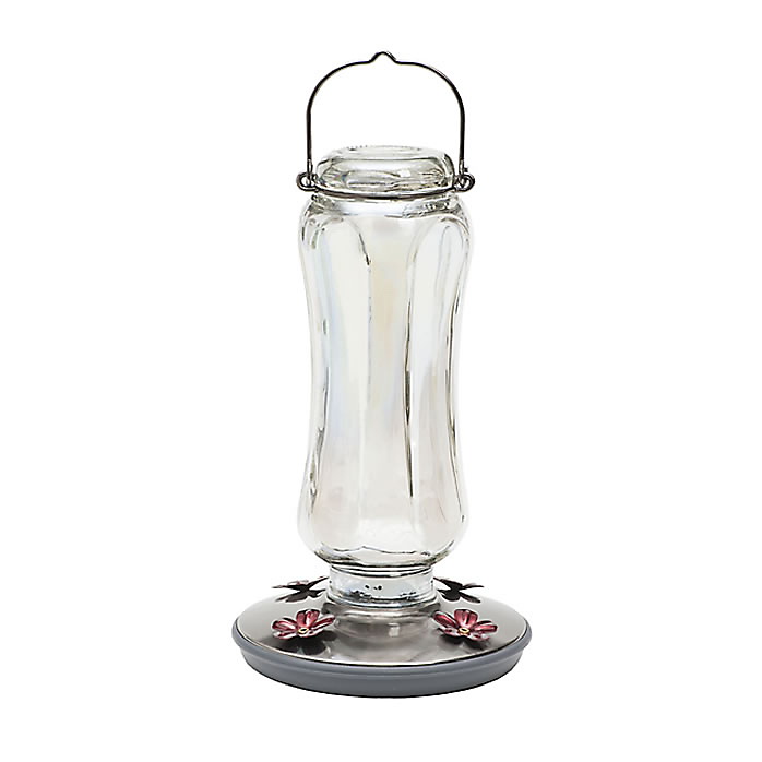8132-2 Bird Feeder, 16 oz, 4-Port/Perch, Glass, Clear, 12 in H, Hanging Mounting