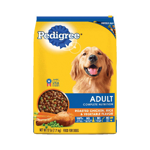 Pedigree 10083903 Dog Food, Adult, Dry, Chicken, Rice, Vegetable, 50 lb