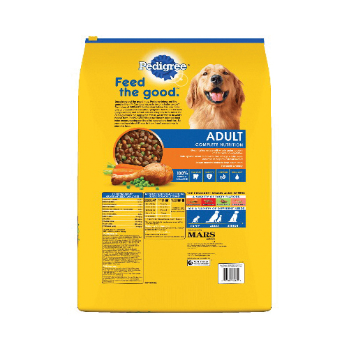 Pedigree 10083903 Dog Food, Adult, Dry, Chicken, Rice, Vegetable, 50 lb