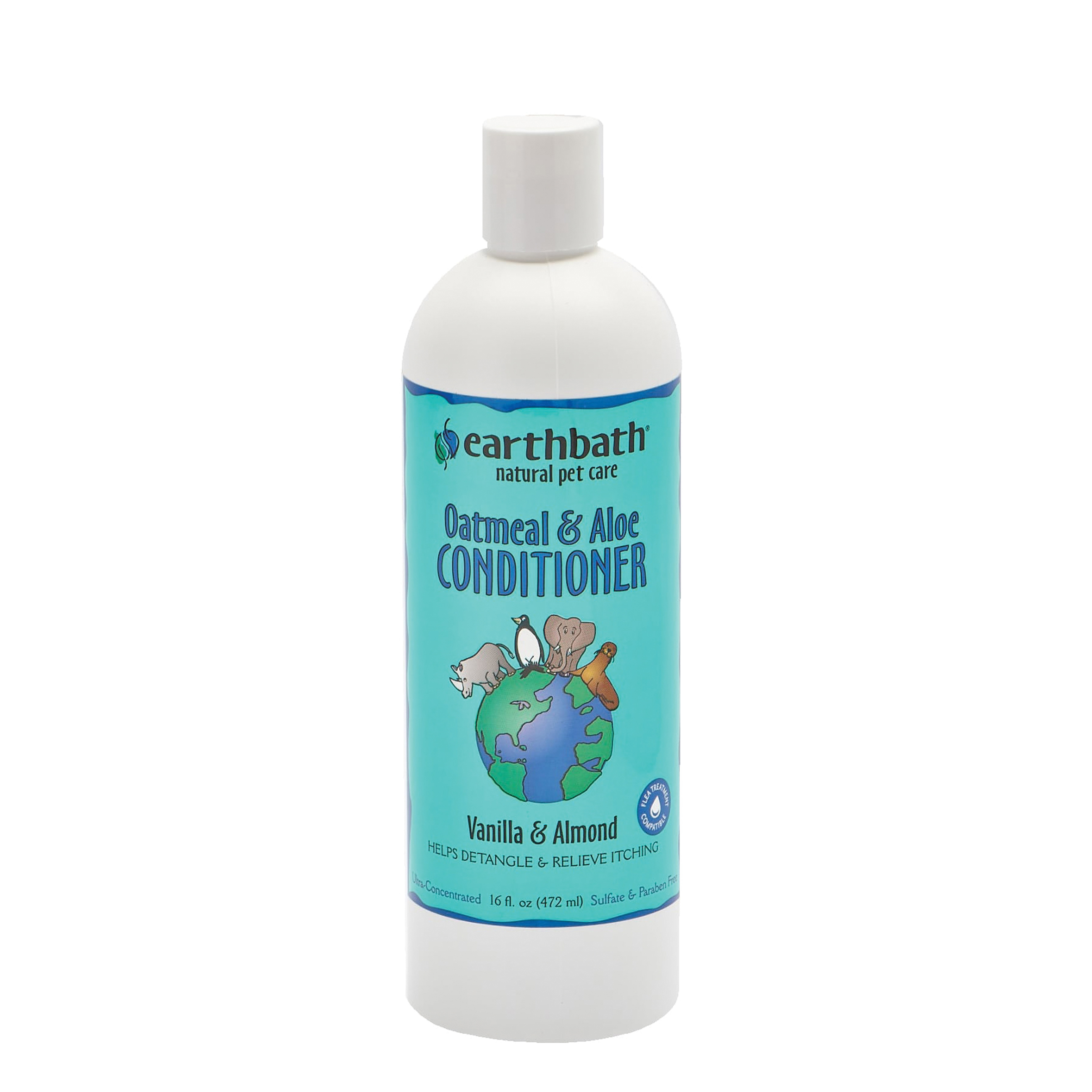 earthbath 02081 Oatmeal and Aloe Conditioner, Liquid, White, Almond/Vanilla, 16 oz - 1