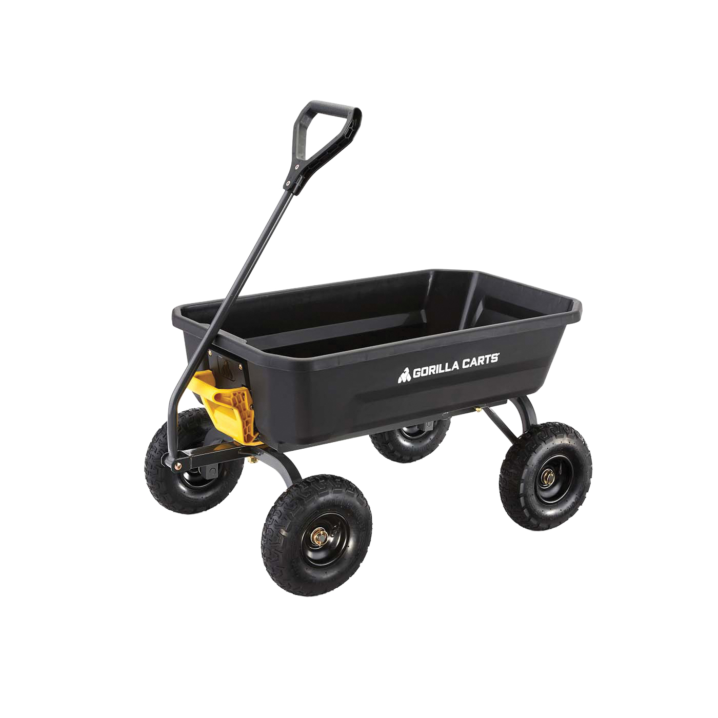GCG-4 Garden Dump Cart, 600 lb, 35.2 in L x 21.8 in W Deck, Plastic Deck, 4-Wheel, 10 in Wheel