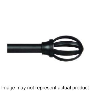 Fast Fit Series KN75240 Curtain Rod, 5/8 in Dia, 36 to 66 in L, Steel, Black