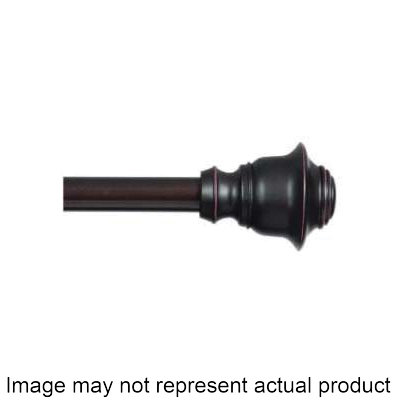 Fast Fit Series KN75243 Curtain Rod, 5/8 in Dia, 66 to 120 in L, Steel, Weathered Brown