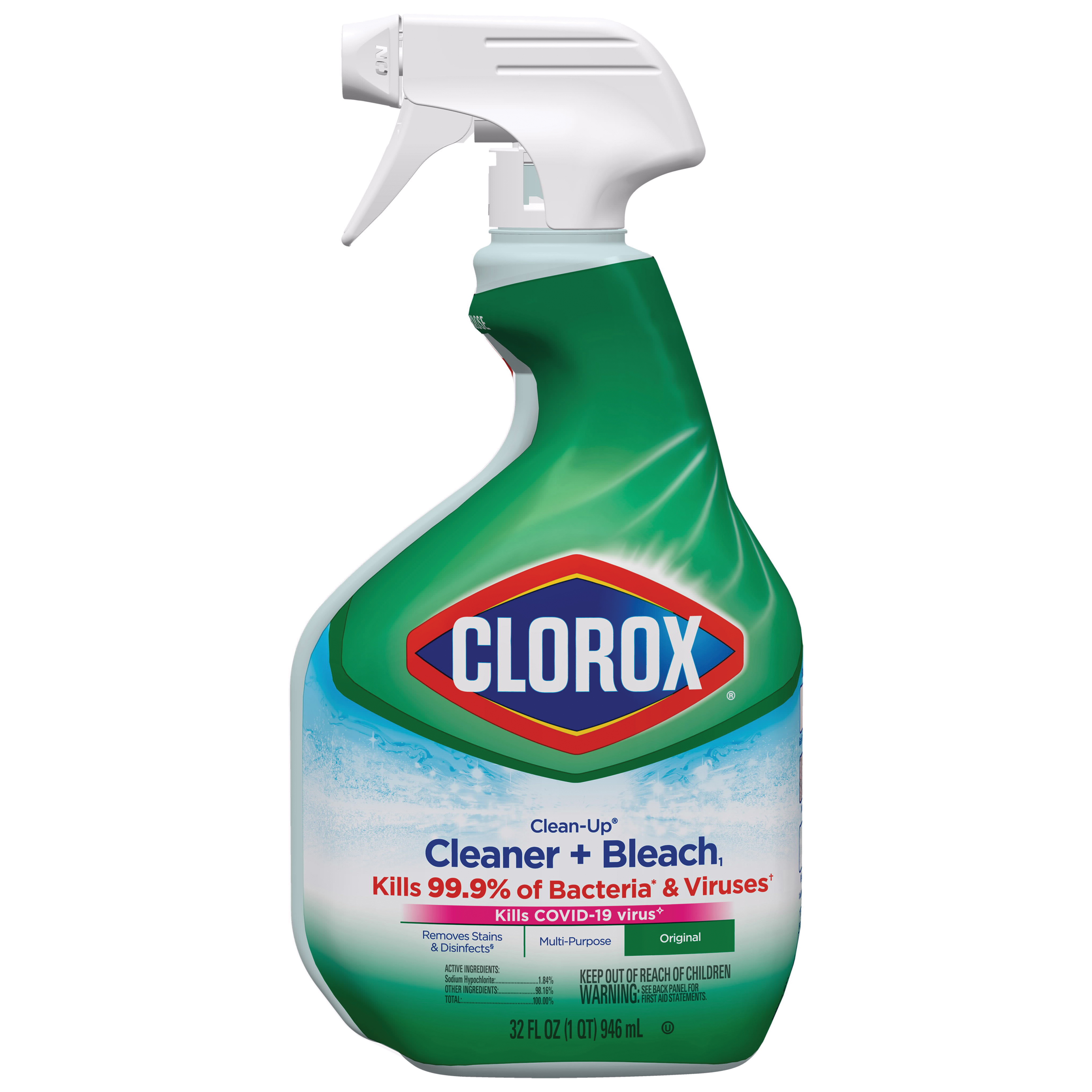 Clean-Up 31221 All-Purpose Cleaner Plus Bleach, 32 fl-oz Bottle, Original, Multi-Color