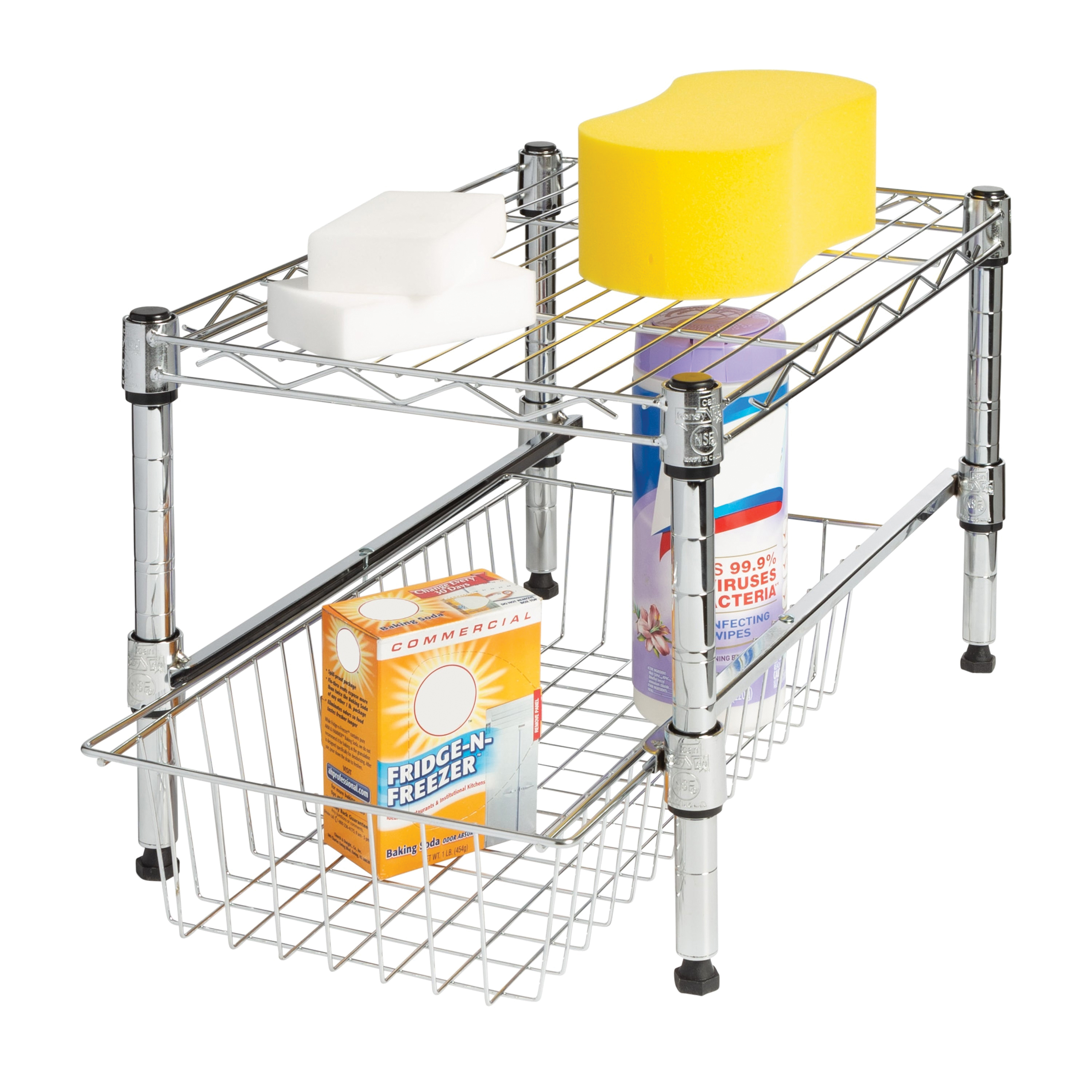 Honey-Can-Do SHF-03525 Stackable Cabinet Organizer, Steel, Chrome, 17-1/2 in L, 11-1/4 in W, 10-1/2 in H