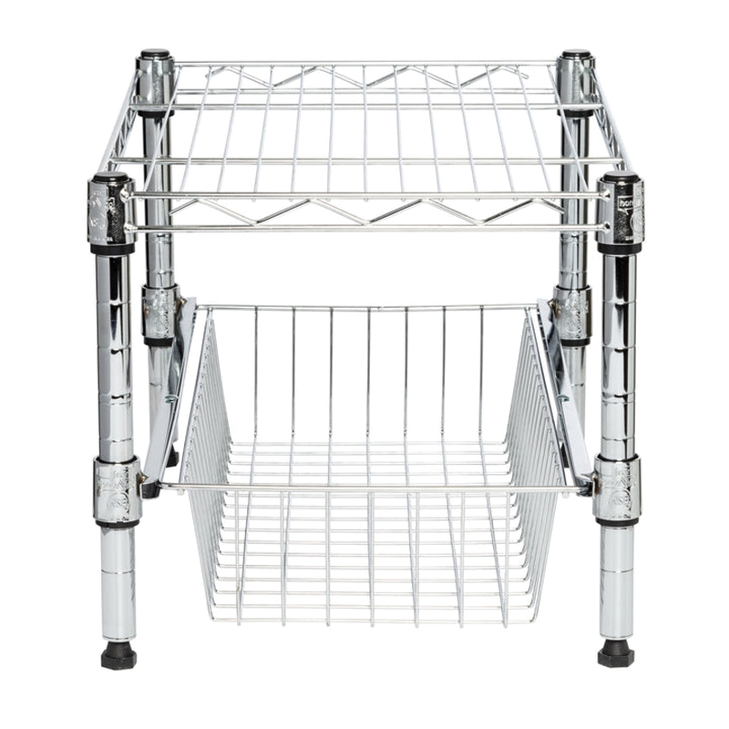 Honey-Can-Do SHF-03525 Stackable Cabinet Organizer, Steel, Chrome, 17-1/2 in L, 11-1/4 in W, 10-1/2 in H