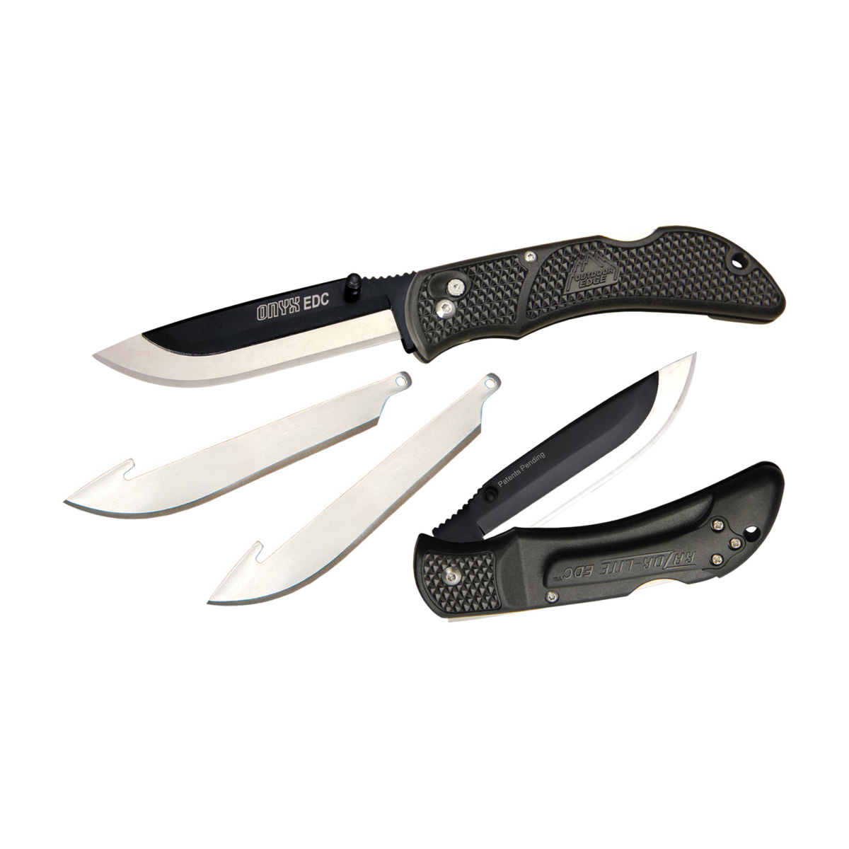 Outdoor Edge OX-10C Knife, 3-1/2 in L Blade, 3Blade, Black Handle - 1