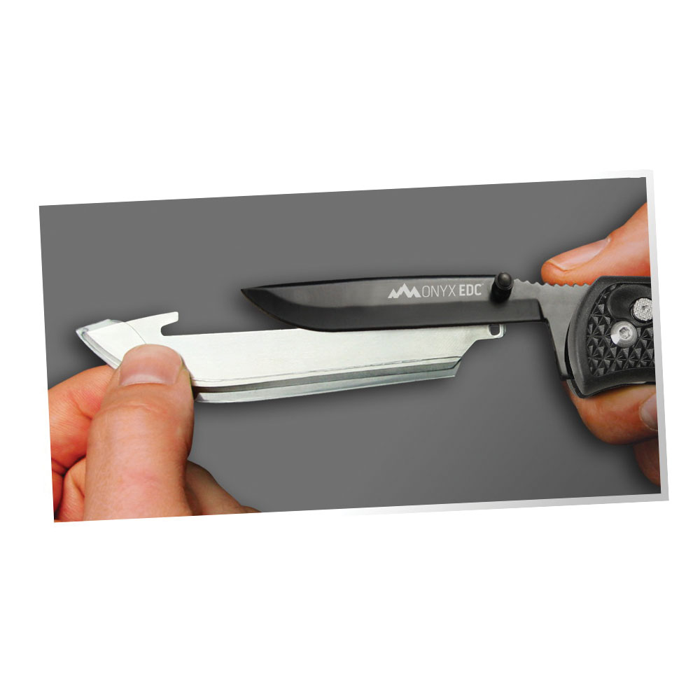 Outdoor Edge OX-10C Knife, 3-1/2 in L Blade, 3Blade, Black Handle - 2