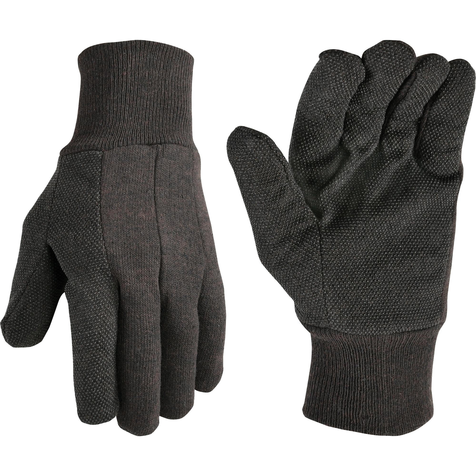 Wearpower 302LF Gloves Men's, Men's, L, Straight Thumb, Cotton/Polyester, Brown, 3 Pk