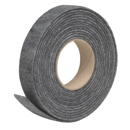 S214/17H Door Weatherstrip, 1-1/4 in W, 3/16 in Thick, 17 ft L, Felt Cloth, Gray, Nail, Staple, Tack