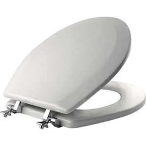 44CP-000 Toilet Seat, 16.56 in L, 14.38 in W, 2.06 in H, Round, Wood, White