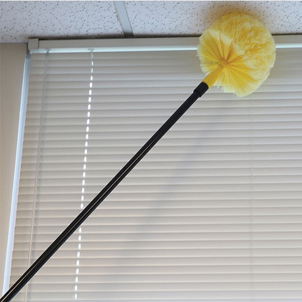 Ettore 31028 Cobweb Duster, PVC Head, Steel Handle, 9 ft L Handle, Yellow