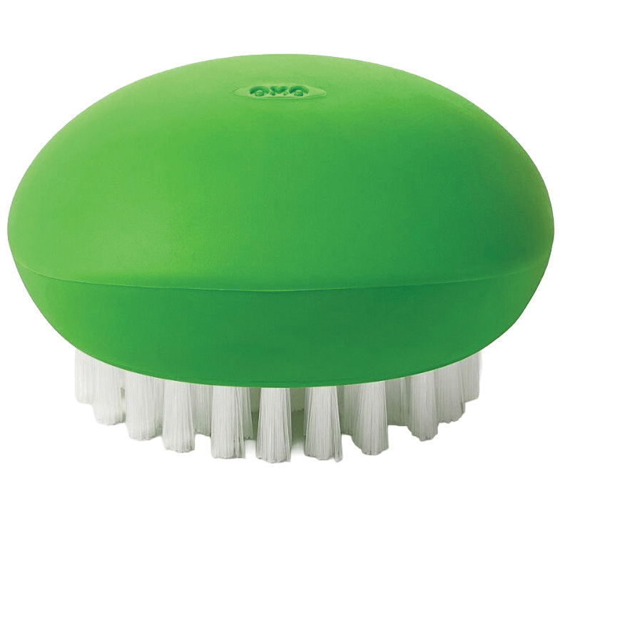 33781 Vegetable Brush, 3.3 in OAL, Nylon Trim, Non-Slip Grip Handle, Nylon Handle, Green Handle